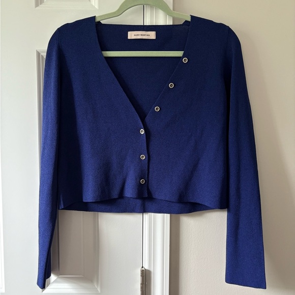 Aldo Martins Royal Blue Cropped Cardigan - Picture 3 of 9